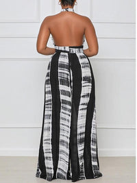 Mangocouture Printed Halter Wide-Leg Jumpsuit