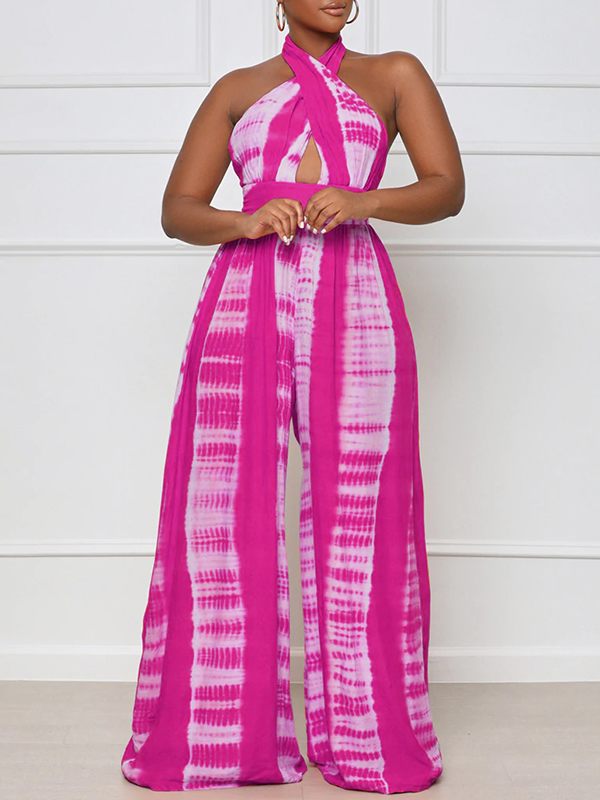 Mangocouture Printed Halter Wide-Leg Jumpsuit