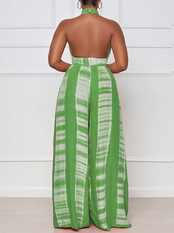 Mangocouture Printed Halter Wide-Leg Jumpsuit