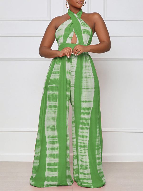 Mangocouture Printed Halter Wide-Leg Jumpsuit