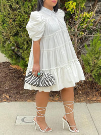 Puff-Sleeve Ruffle Dress--Clearance