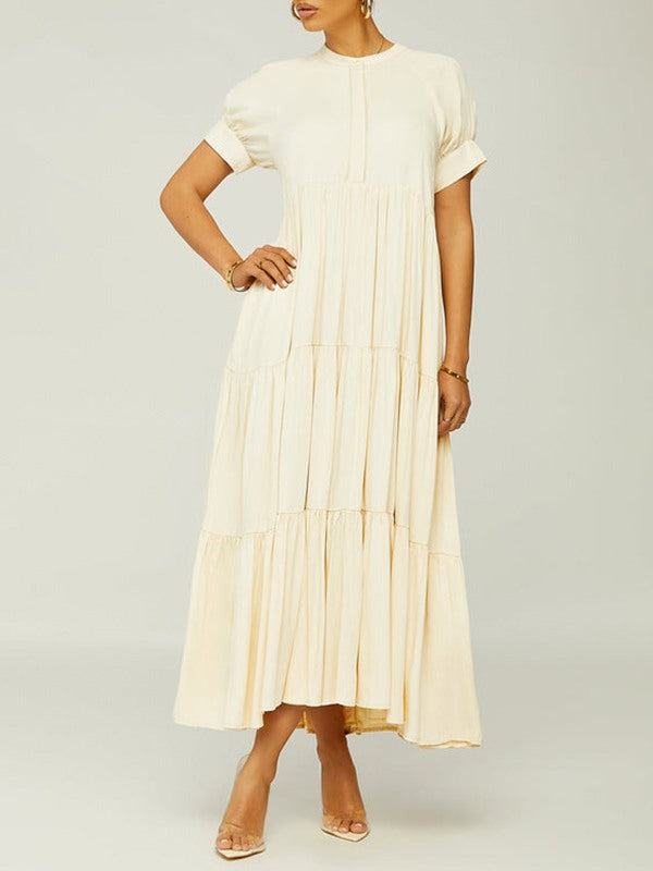 Solid Ruffle Dress--Clearance