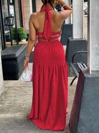 mangocouture Sleeveless Elastic-Waist Maxi Dress