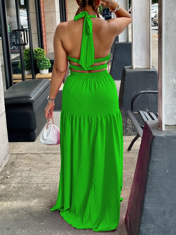 mangocouture Sleeveless Elastic-Waist Maxi Dress