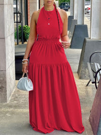 mangocouture Sleeveless Elastic-Waist Maxi Dress