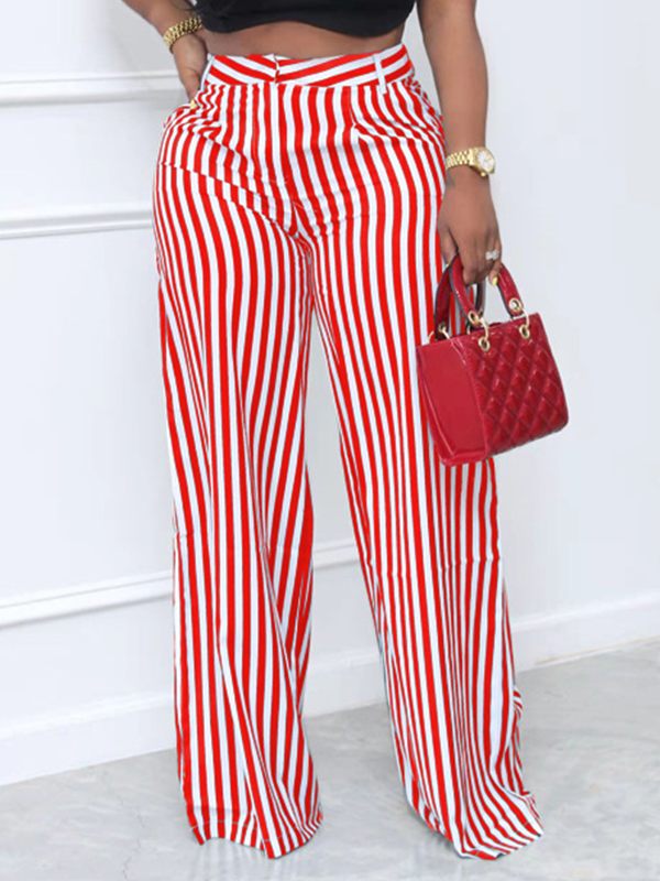 Stripe Wide-Leg Pants