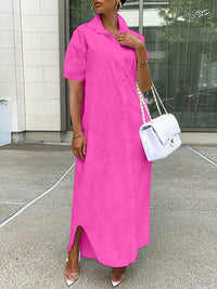 mangocouture Short-Sleeve Slit Shirt Dress