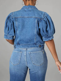 mangocouture Puff Sleeve Denim Jacket