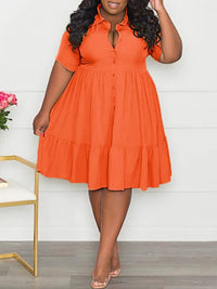 Plus Size Ruffle Shirt Dress