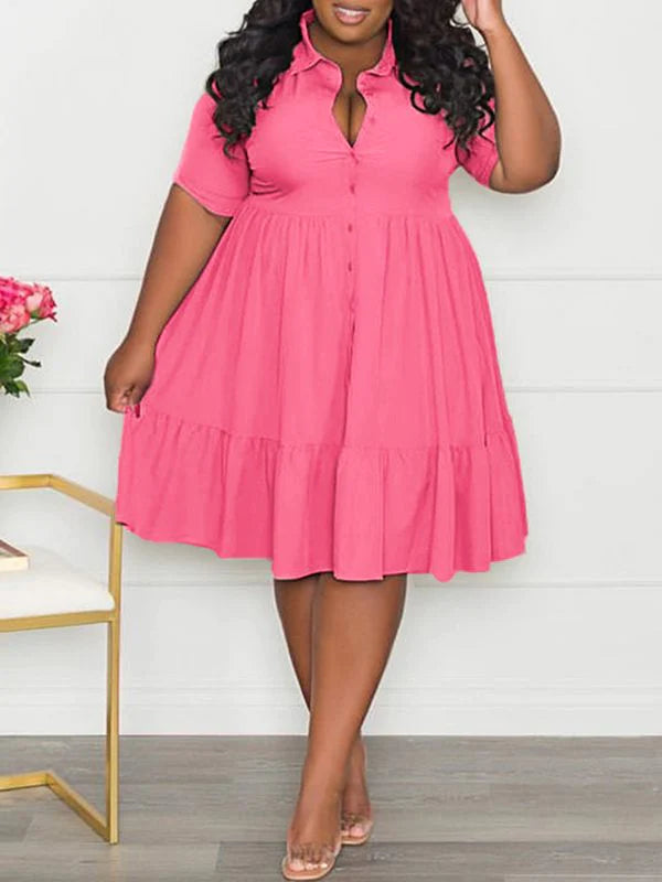 Plus Size Ruffle Shirt Dress