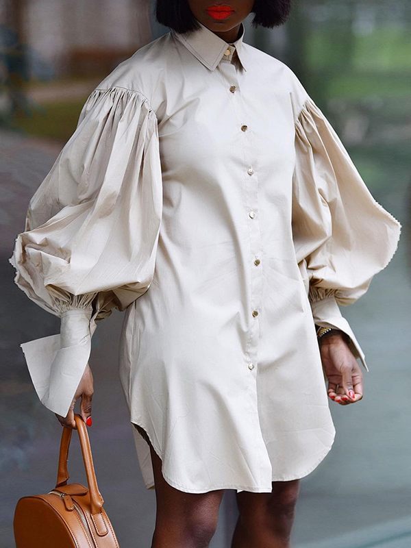 Puff Sleeve Shirt Dress