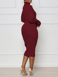 Mangocouture Turtleneck Tied Knit Dress