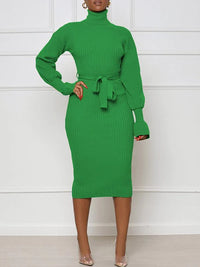 Mangocouture Turtleneck Tied Knit Dress