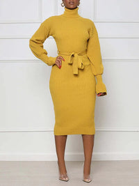 Mangocouture Turtleneck Tied Knit Dress