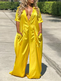 mangocouture Plunge Wide-Leg Jumpsuit