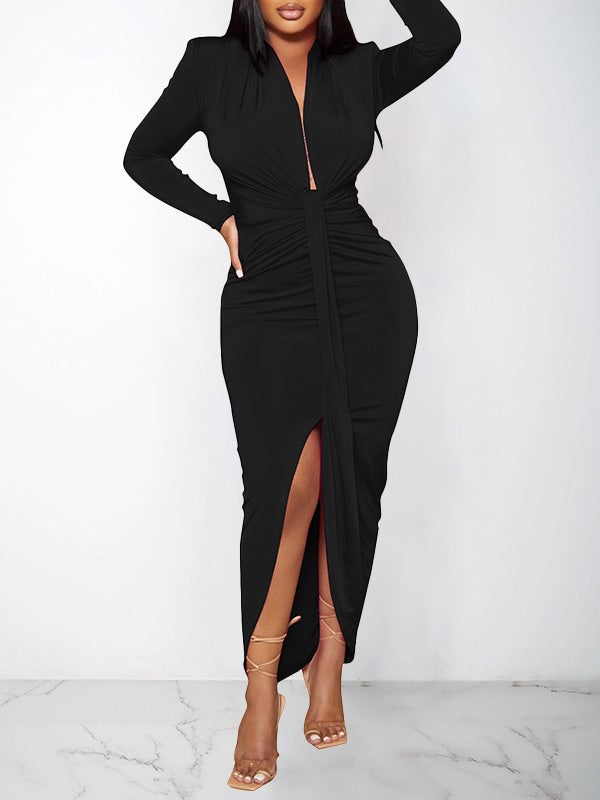 mangocouture Solid Draped Dress