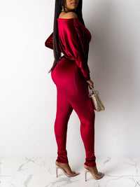 Mangocouture Velvet Boat-Neck Tied Jumpsuit