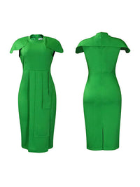 Solid Cap-Sleeve Bodycon Dress