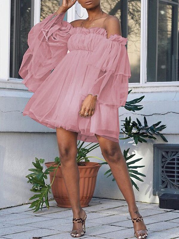 Frilled Off-Shoulder Tent Dress