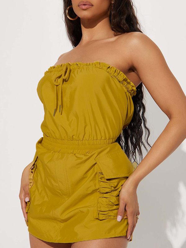 mangocouture  mangocouture Strapless Drawstring Romper