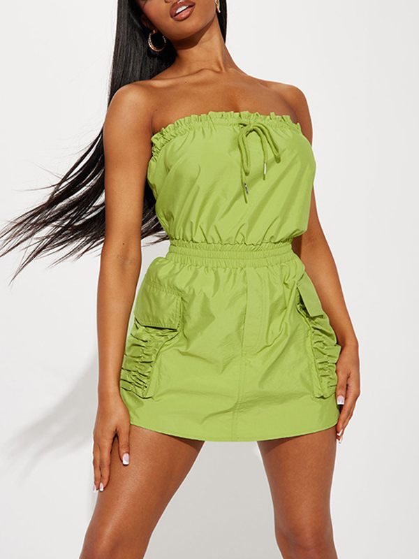 mangocouture  mangocouture Strapless Drawstring Romper