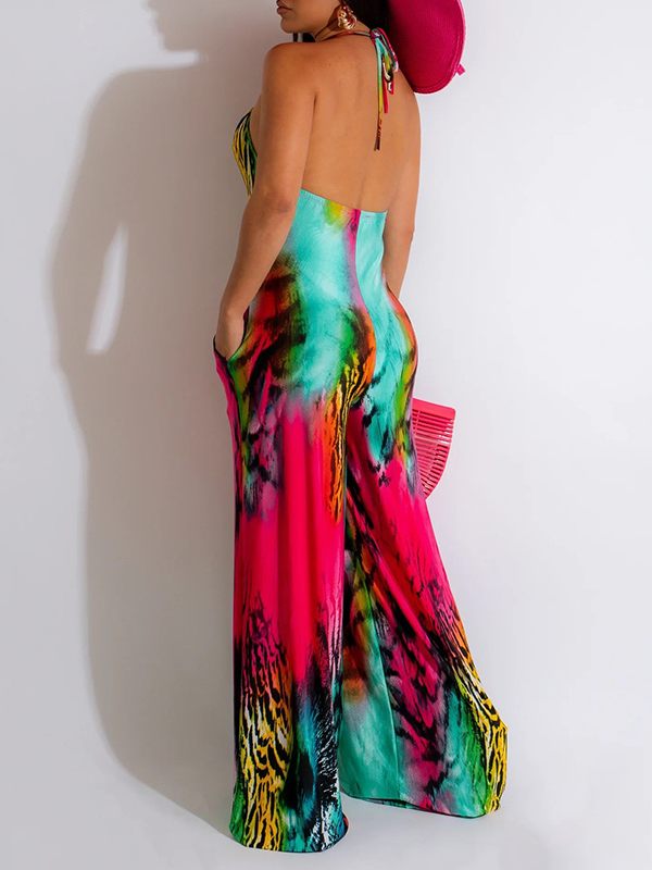 mangocouture Printed Halter Jumpsuit