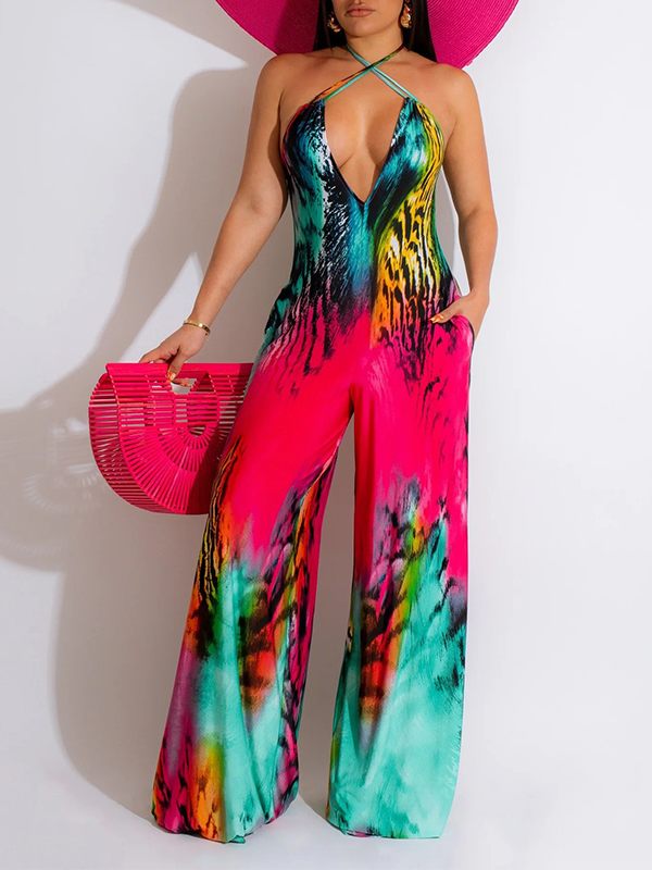 mangocouture Printed Halter Jumpsuit