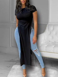 mangocouture Solid Slit Tunic Top