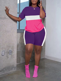 Colorblock Tee & Biker Shorts Set--Clearance