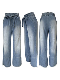 Belted Wide-Leg Jeans