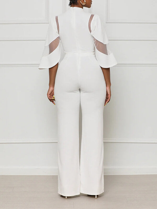 Solid Sheer Combo Jumpsuit