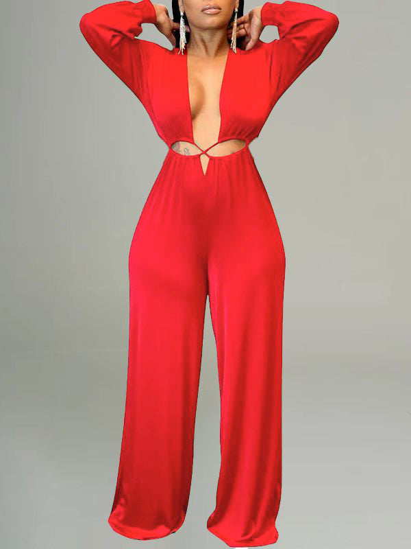 Lace-Up Plunge Jumpsuit