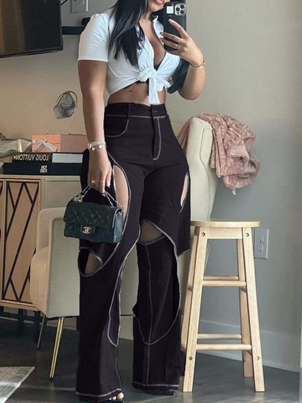 mangocouture  Solid Cutout Pants