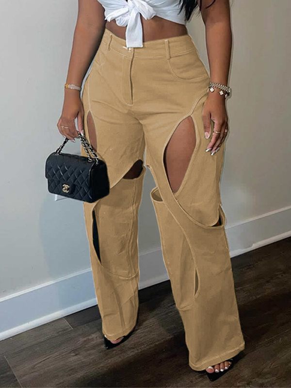 mangocouture  Solid Cutout Pants