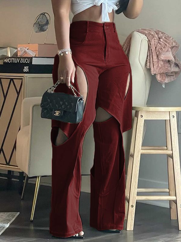 mangocouture  Solid Cutout Pants