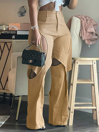 mangocouture  Solid Cutout Pants