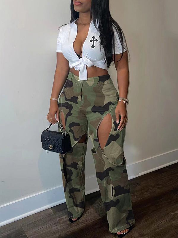 Mangocouture Camo Cutout Pants