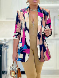 Printed One-Button Blazer