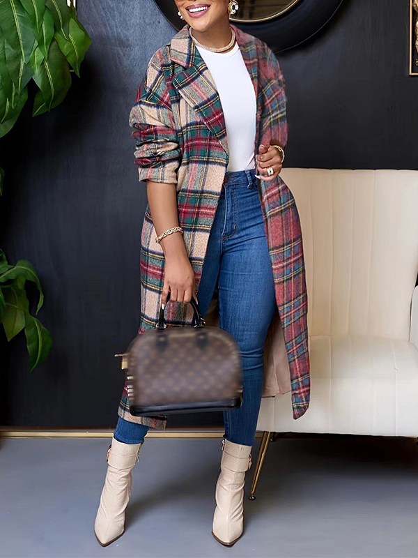 mangocouture Plaid Combo Overcoat