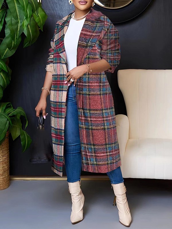 mangocouture Plaid Combo Overcoat