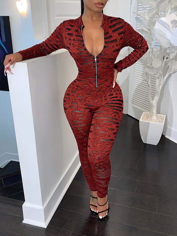 Printed Zip-Front Jumpsuit