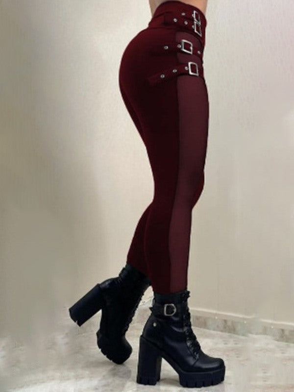 Sheer Combo Belted Pants