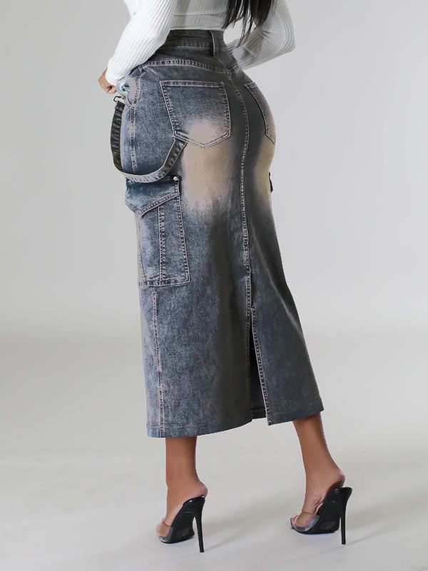 Denim Cargo Skirt