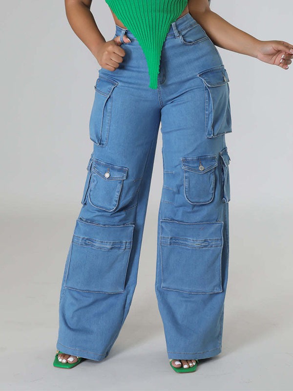 Wide-Leg Cargo Jeans