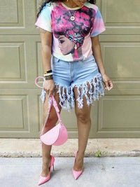 Fringe Denim Shorts