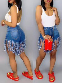 Fringe Denim Shorts