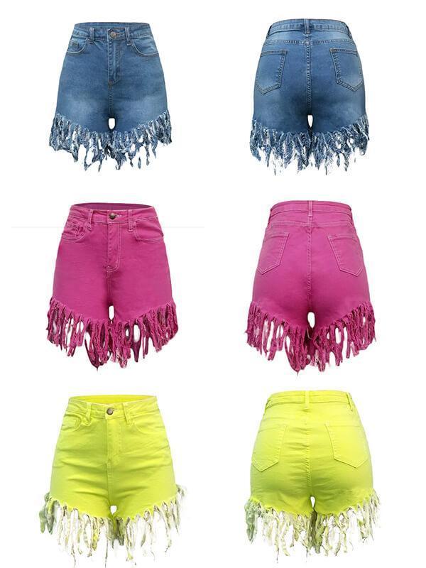 Fringe Denim Shorts