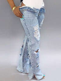 Distressed Side-Slit Jeans