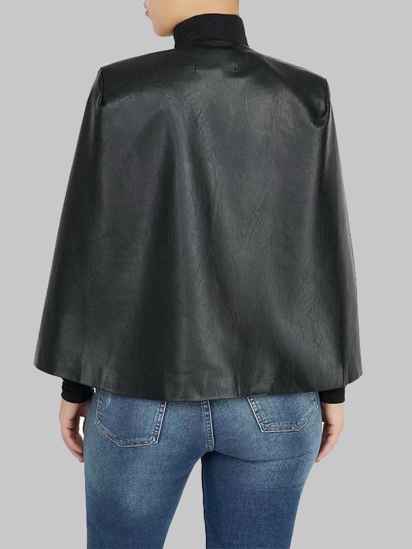 mangocouture Faux Leather Cape Blazer