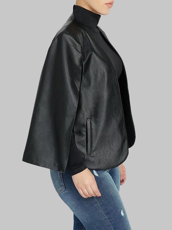 mangocouture Faux Leather Cape Blazer